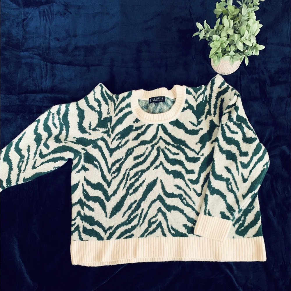 Eloquii Zebra Intarsia Sweater - NWOT, 22/24